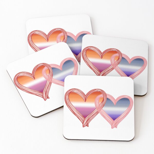 Item preview, Interlocking Butch Lesbian Pride Hearts – Butch Flag and Lesbian Flag designed and sold by Travelslightly.