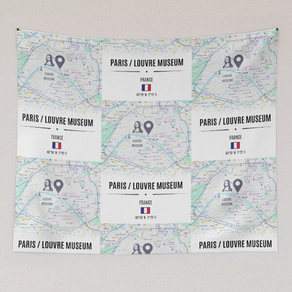 Item preview, Paris Map Art - Modern Design Featuring Louvre, Seine, and French Iconography designed and sold by Psycho-Crazy.