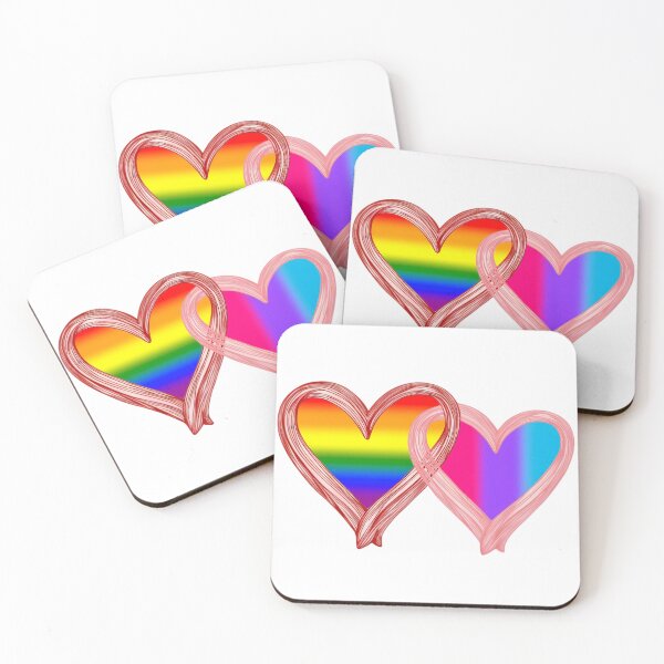 Item preview, Interlocking Andogynous LGBTQ Pride Hearts – Rainbow Flag and Andogynous Flag designed and sold by Travelslightly.