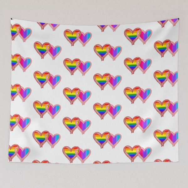 Item preview, Interlocking Andogynous LGBTQ Pride Hearts – Rainbow Flag and Andogynous Flag designed and sold by Travelslightly.