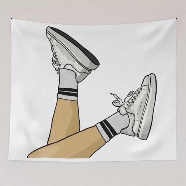 Item preview, Legs with socks and white sneakers designed and sold by Sneakerlike.