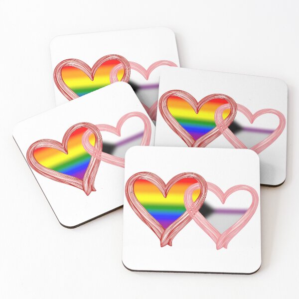 Item preview, Interlocking LGBTQ Rainbow Demisexual Pride Hearts – Rainbow Flag and Demi Flag designed and sold by Travelslightly.