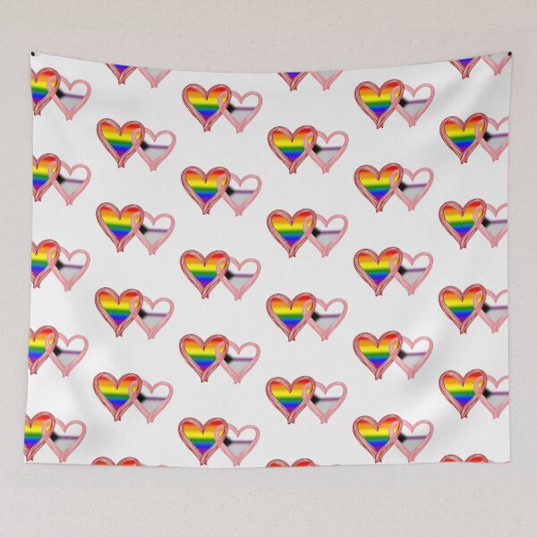 Item preview, Interlocking LGBTQ Rainbow Demisexual Pride Hearts – Rainbow Flag and Demi Flag designed and sold by Travelslightly.