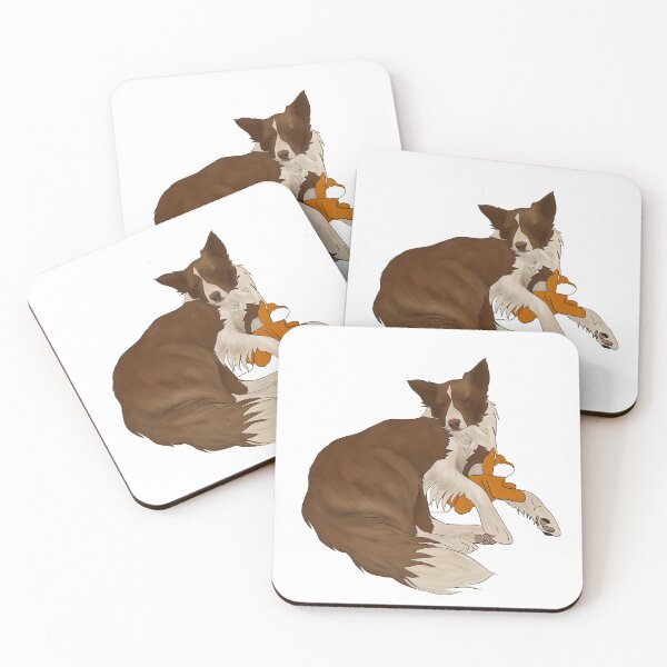 Item preview, Brown and White Border Collie with Fox Toy designed and sold by AmbersSkye.