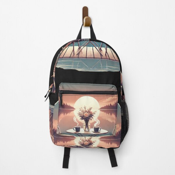 Item preview, Lakeside Coffee for Two - Romantic Sunset Scene designed and sold by Desireehaz.