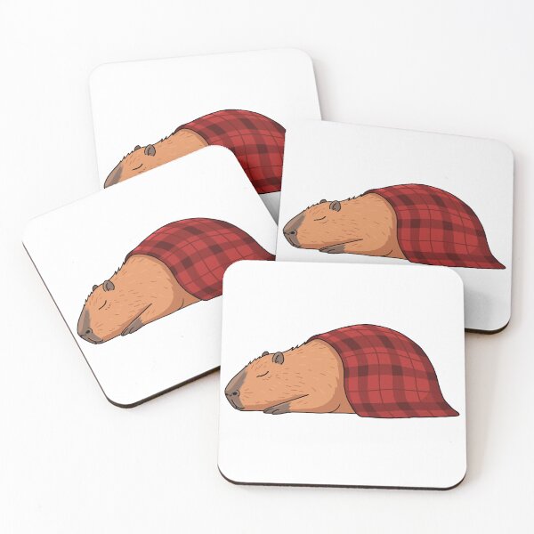 Item preview, Sleeping Сapybara Sticker (Red color) designed and sold by YumeKurenai.