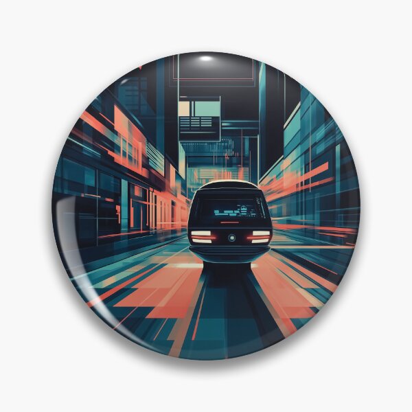 Item preview, A design of a sleek, futuristic vehicle speeding through a modern urban environment.  designed and sold by HEMRO.