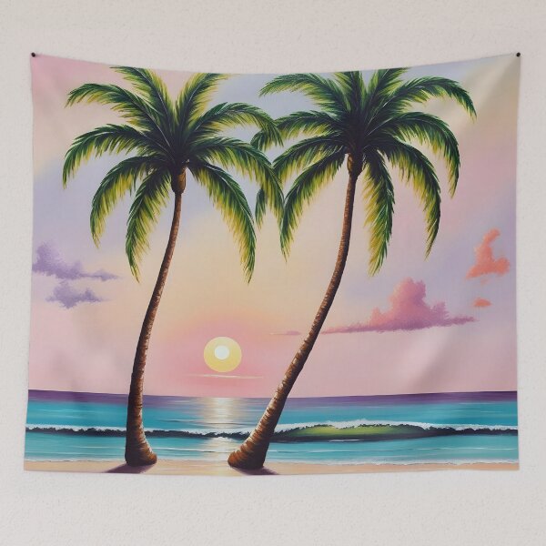 Item preview, two palm trees on the beach sand 2  designed and sold by AA-designstore.