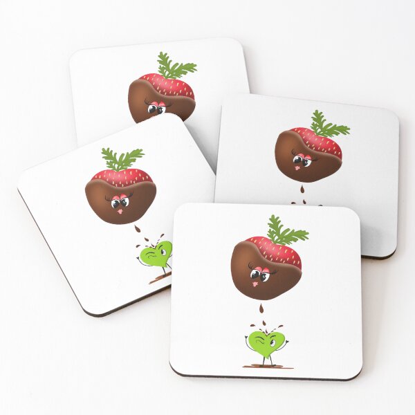 Item preview, Cartoon Chocolate Covered Strawberry Dripping Over Candy Heart designed and sold by daphsam.