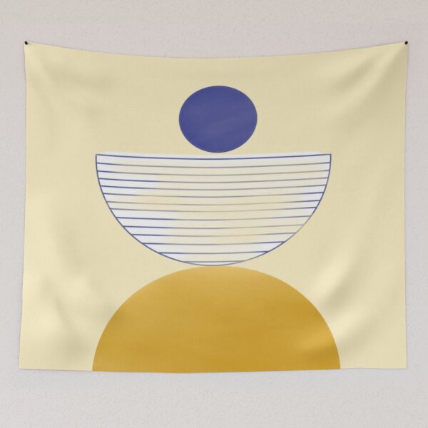 Item preview, Geometric Art Featuring Yellow Shapes and Blue Lines designed and sold by Beautiful art store.