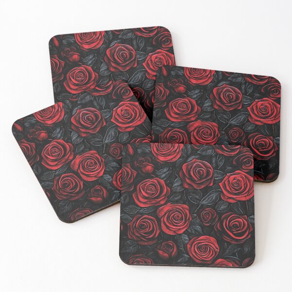 Item preview, A vibrant design of red roses arranged against a dark, velvety background. designed and sold by HEMRO.