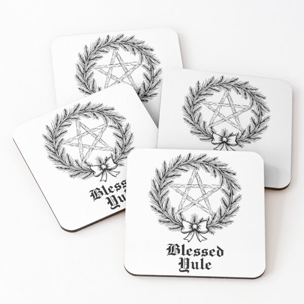 Item preview, Blessed Yule Wreath (black letters) designed and sold by Goth-It-Covered.