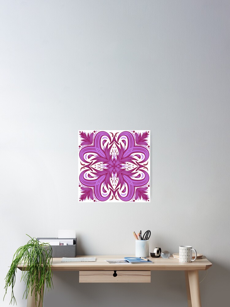 Thumbnail 2 of 3, Poster, Fuchsia Lotus Flower Pattern designed and sold by strongpurpose.