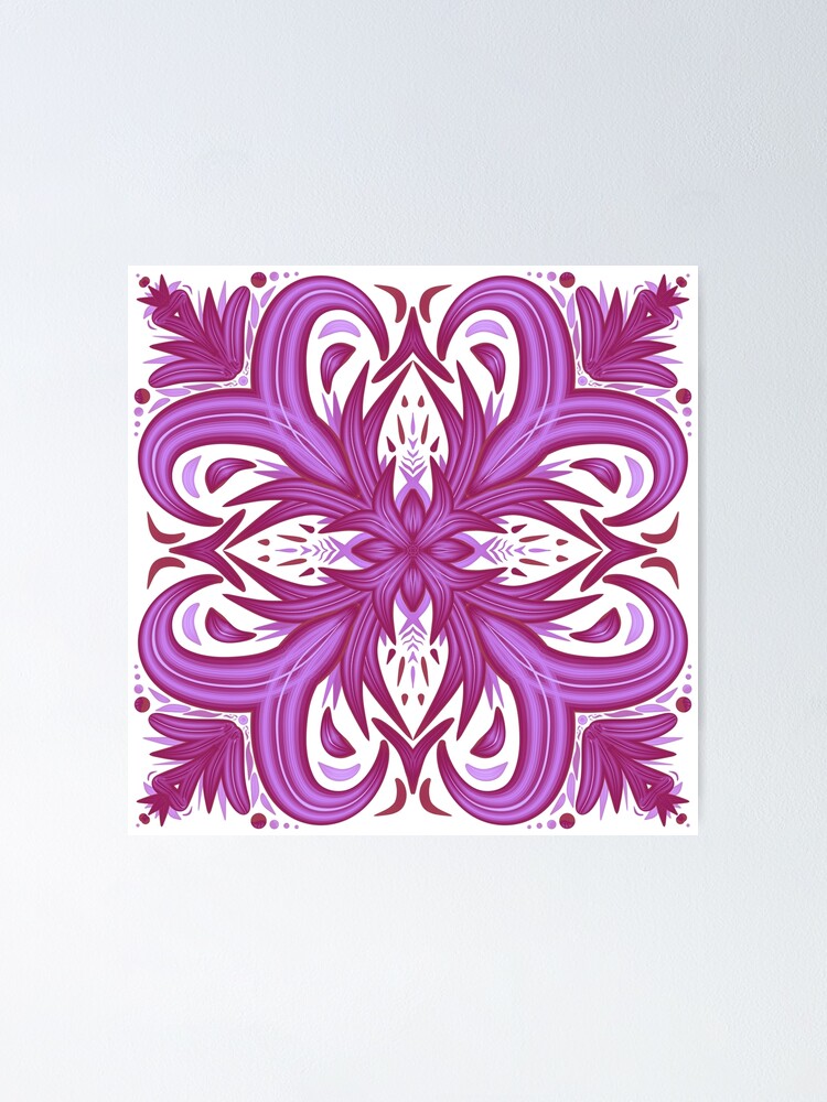 Thumbnail 1 of 3, Poster, Fuchsia Lotus Flower Pattern designed and sold by strongpurpose.