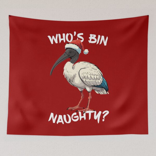 Item preview, Christmas Bin Chicken - Australian Bin Chicken Christmas themed ibis with quote "Who's bin naughty" featuring an Aussie ibis bird designed and sold by messy-nessie.