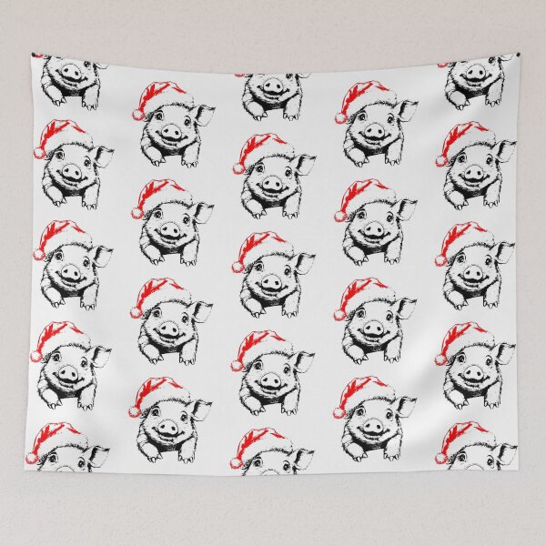 Artikelvorschau, Ferkel im Weihnachts Hut entworfen und verkauft von JollyCritters.