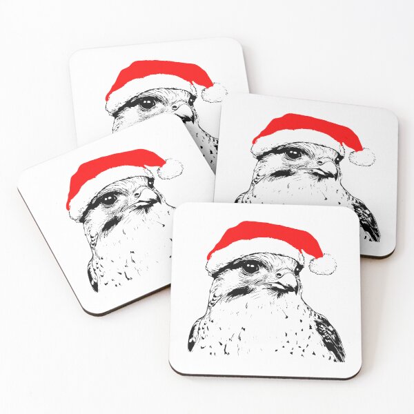 Item preview, Falcon in Christmas Hat designed and sold by JollyCritters.