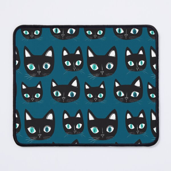 Item preview, Atomic Cat Pattern - Retro Black Cat Teal-Eyed Kitty Design designed and sold by CognitiveShift.