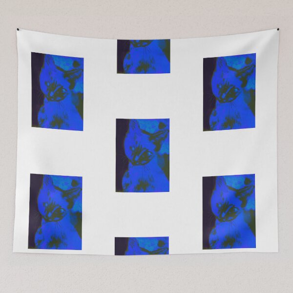 Item preview, Lino cut cat in blue designed and sold by Jacinta hunt.