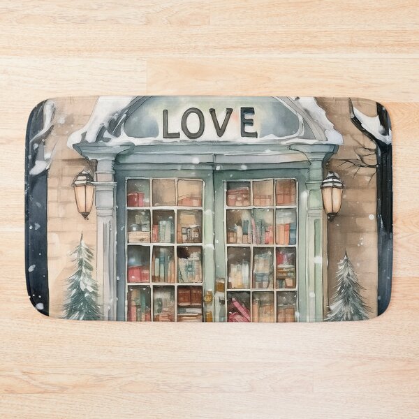 Item preview, Love Bookstore, Winter Library, Snowy Shopfront, Cozy Bookshop, Romantic Street Scene, Vintage Books, Watercolor Art, Holiday Vibes, Wall Art, Gifts for Book Lovers, Reading Decor, Winter Wonderland designed and sold by Kina-design.