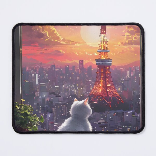 Item preview, A white cat and Tokyo Tower designed and sold by 143Japan.