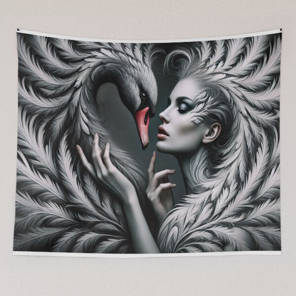 Item preview, AI generated surrealistic woman and swan designed and sold by AI-this-is-AI.