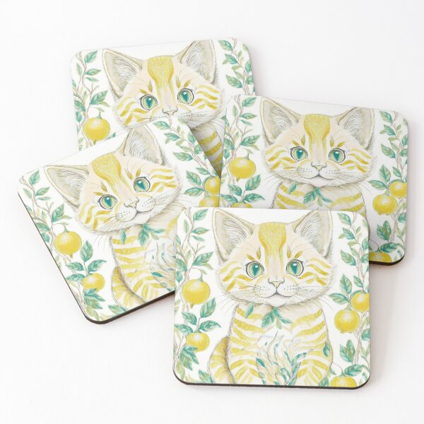 Item preview, Yellow Tabby Cat with Lemons, Lemon Tree, Cute Cat Art, Botanical Illustration, Watercolor Cat, Wall Art, Gifts for Cat Lovers, Citrus Decor, Cat and Lemons, Nature-Inspired Art, Home Decor,  designed and sold by Kina-design.