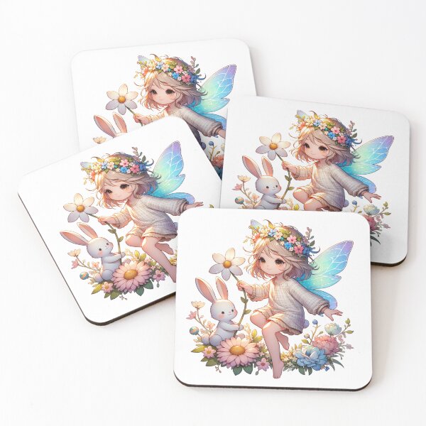 Item preview, Cute Winged Little Girl with her Friend the Rabbit designed and sold by FrequencyV.