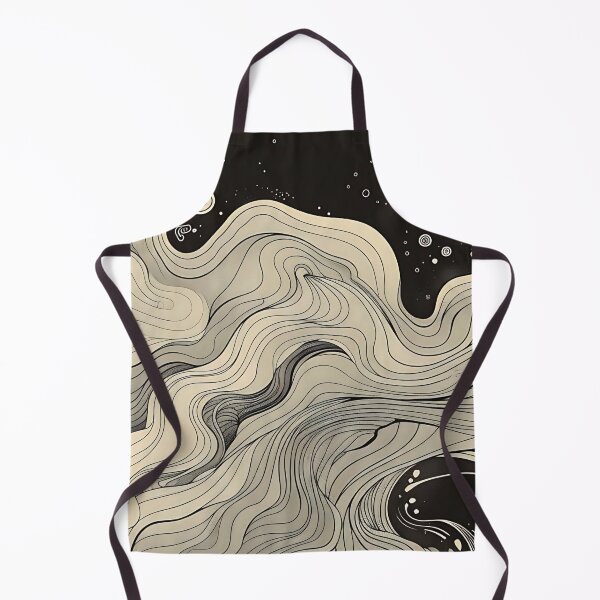 Item preview, Inky Neutral Black and Beige Waves designed and sold by darkskydelights.