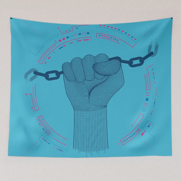 Item preview, Technology Revolution Wireframe Fist Breaking Chain designed and sold by NiamLab.
