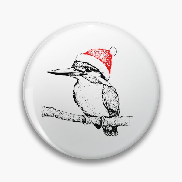 Item preview, Kingfisher in Christmas Hat designed and sold by JollyCritters.