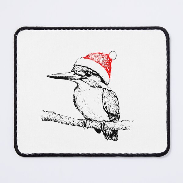 Item preview, Kingfisher in Christmas Hat designed and sold by JollyCritters.