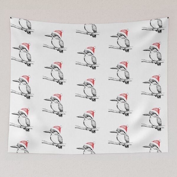 Item preview, Kingfisher in Christmas Hat designed and sold by JollyCritters.