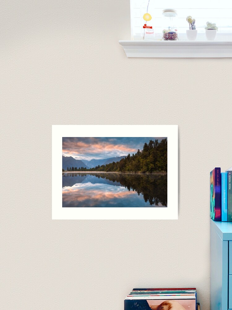 Thumbnail 2 of 3, Art Print, Lake Matheson Dawn, South Island, New Zealand designed and sold by Chockstone.