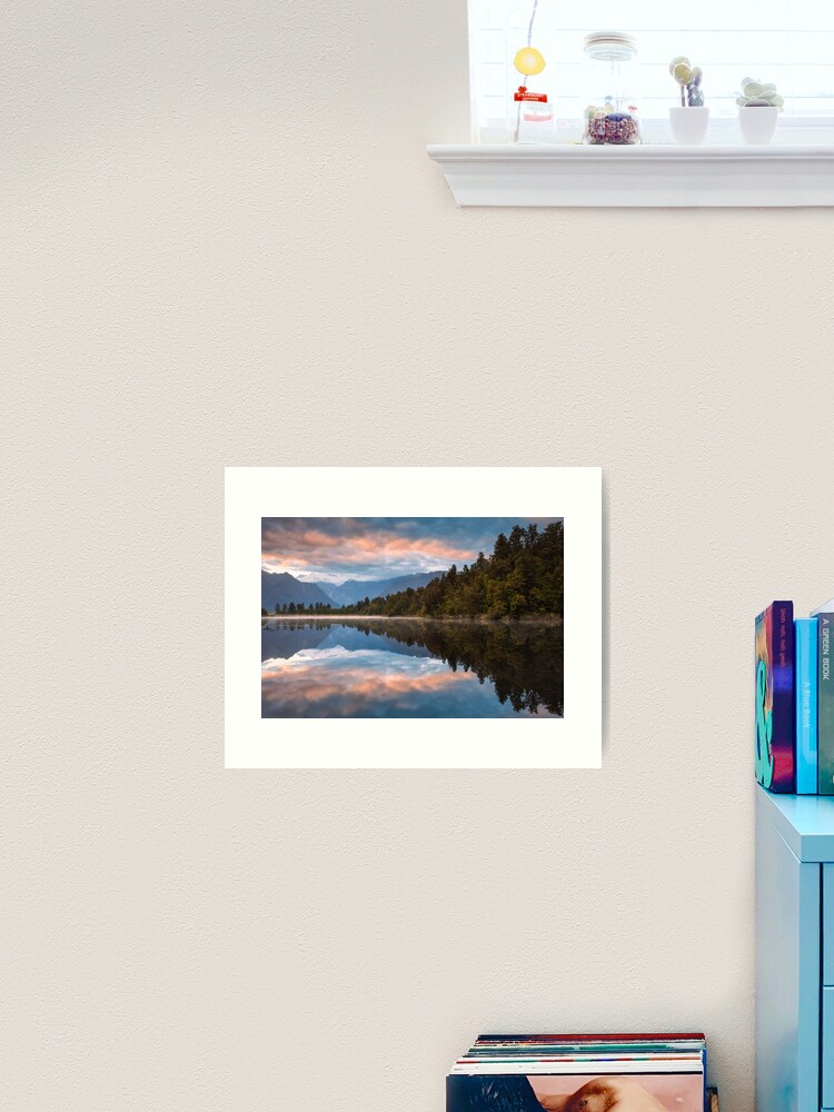 Thumbnail 2 of 3, Art Print, Lake Matheson Dawn, South Island, New Zealand designed and sold by Chockstone.