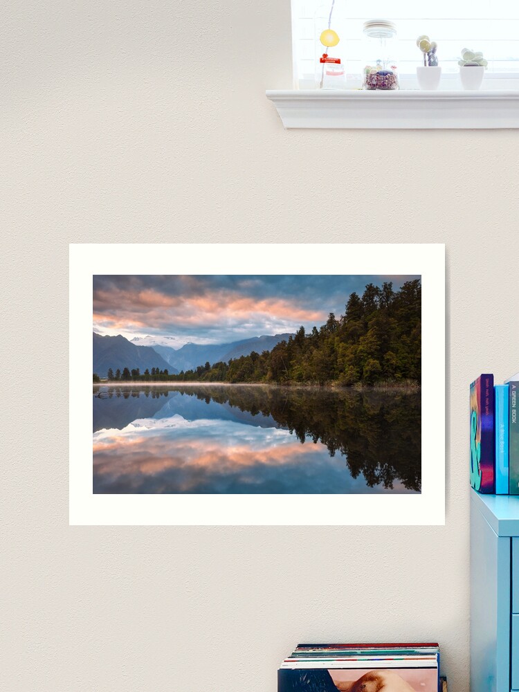Thumbnail 2 of 3, Art Print, Lake Matheson Dawn, South Island, New Zealand designed and sold by Chockstone.