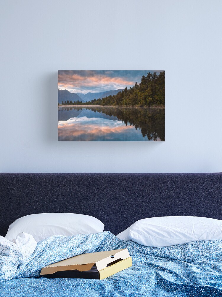 Thumbnail 2 of 3, Canvas Print, Lake Matheson Dawn, South Island, New Zealand designed and sold by Chockstone.