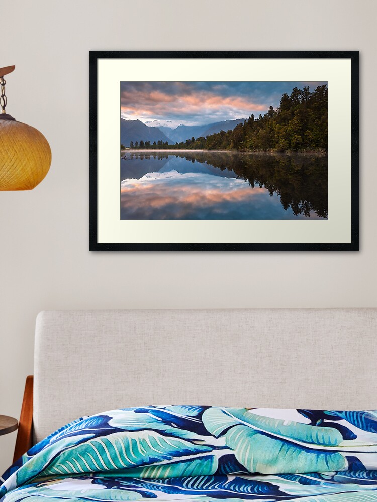 Thumbnail 2 of 7, Framed Art Print, Lake Matheson Dawn, South Island, New Zealand designed and sold by Chockstone.