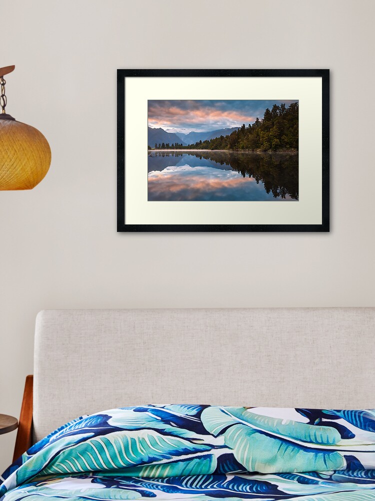 Thumbnail 2 of 7, Framed Art Print, Lake Matheson Dawn, South Island, New Zealand designed and sold by Chockstone.