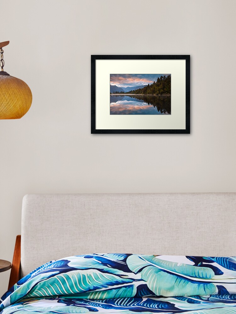Thumbnail 2 of 7, Framed Art Print, Lake Matheson Dawn, South Island, New Zealand designed and sold by Chockstone.