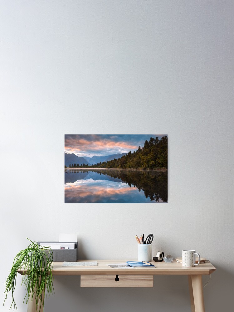 Thumbnail 1 of 3, Poster, Lake Matheson Dawn, South Island, New Zealand designed and sold by Chockstone.