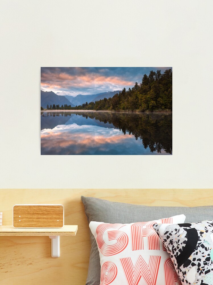 Thumbnail 1 of 3, Photographic Print, Lake Matheson Dawn, South Island, New Zealand designed and sold by Chockstone.