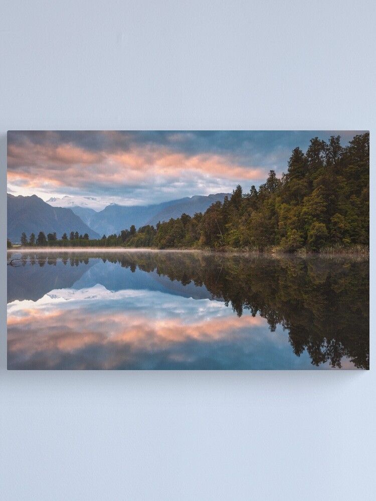 Thumbnail 1 of 3, Canvas Print, Lake Matheson Dawn, South Island, New Zealand designed and sold by Chockstone.