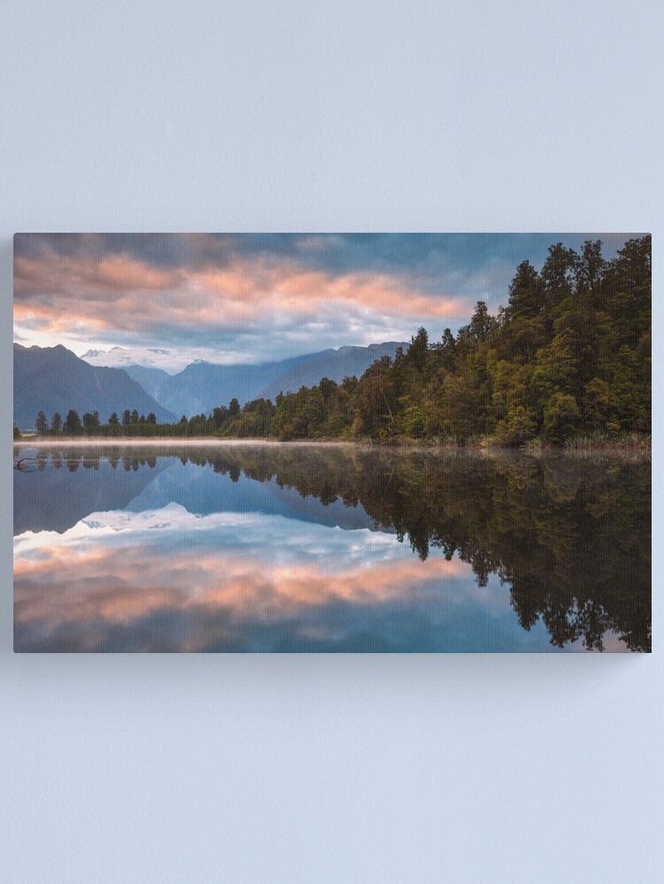 Thumbnail 2 of 3, Canvas Print, Lake Matheson Dawn, South Island, New Zealand designed and sold by Chockstone.