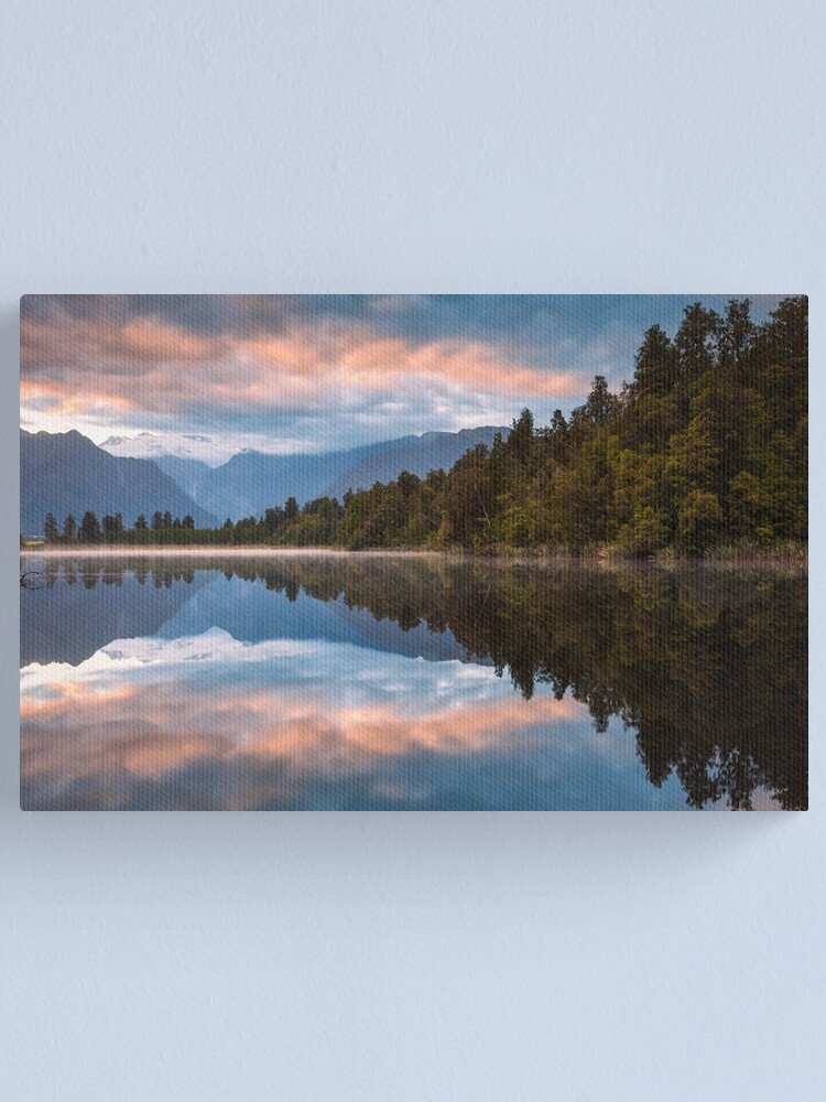 Thumbnail 1 of 3, Canvas Print, Lake Matheson Dawn, South Island, New Zealand designed and sold by Chockstone.