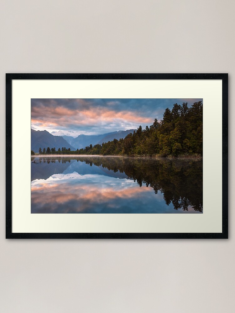 Thumbnail 1 of 7, Framed Art Print, Lake Matheson Dawn, South Island, New Zealand designed and sold by Chockstone.