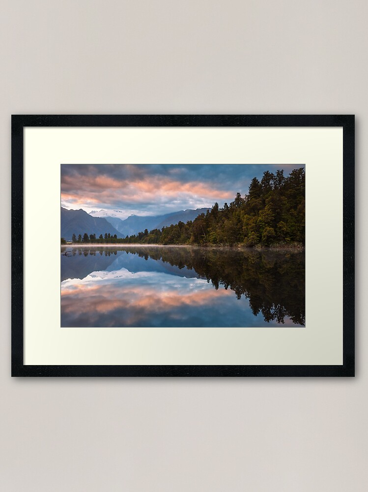 Thumbnail 1 of 7, Framed Art Print, Lake Matheson Dawn, South Island, New Zealand designed and sold by Chockstone.