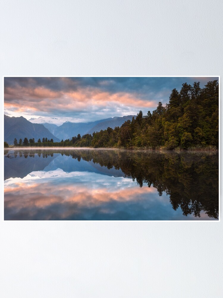 Thumbnail 2 of 3, Poster, Lake Matheson Dawn, South Island, New Zealand designed and sold by Chockstone.