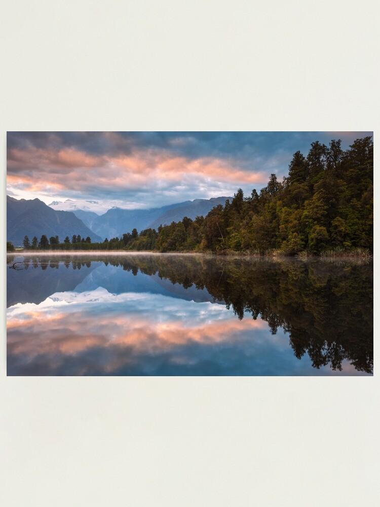Thumbnail 1 of 3, Photographic Print, Lake Matheson Dawn, South Island, New Zealand designed and sold by Chockstone.