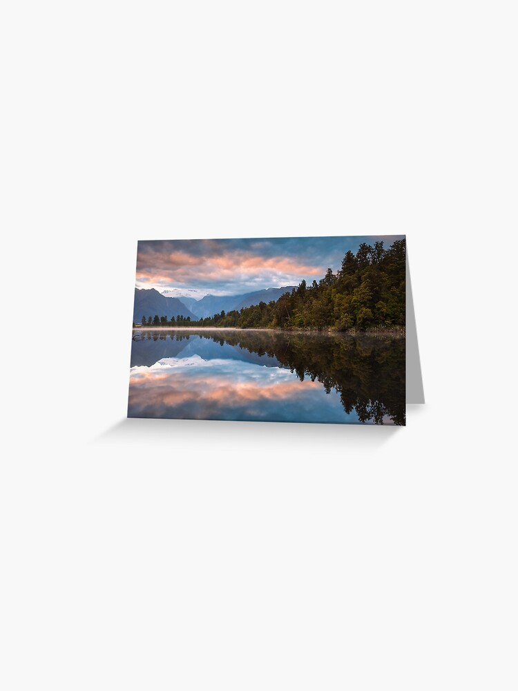 Thumbnail 1 of 2, Greeting Card, Lake Matheson Dawn, South Island, New Zealand designed and sold by Chockstone.